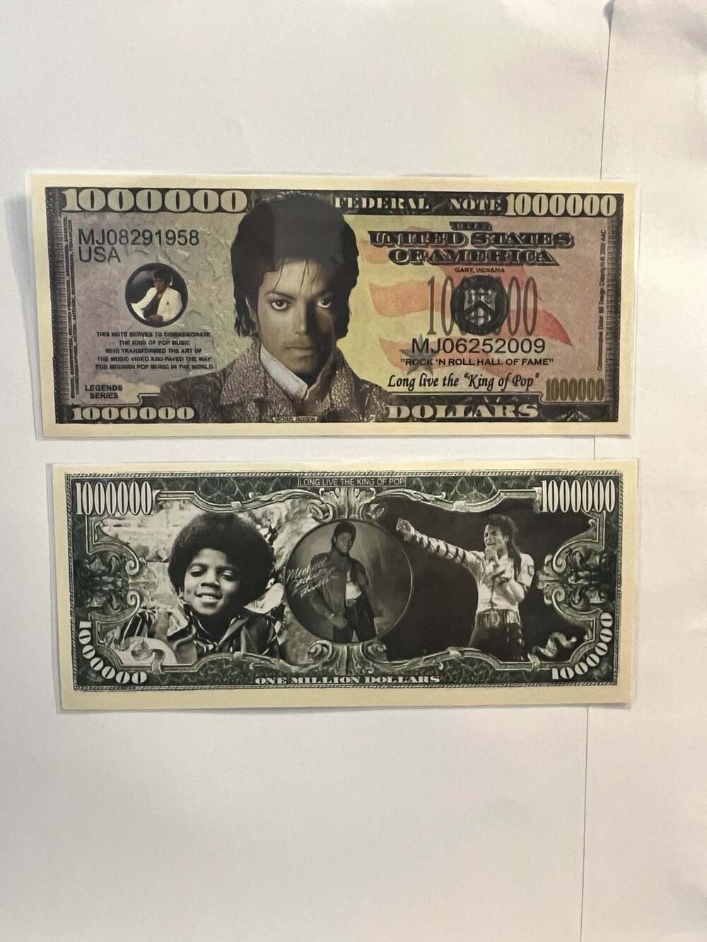 Michael Jackson 'King of Pop' One Million Dollar Novelty Commemorative Note